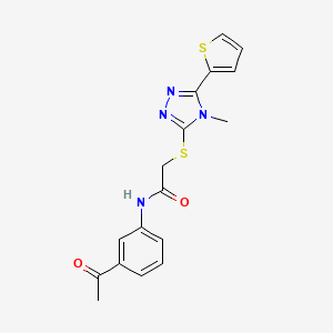 molecular formula C17H16N4O2S2 B4610292 N-(3-ACETYLPHENYL)-2-{[4-METHYL-5-(2-THIENYL)-4H-1,2,4-TRIAZOL-3-YL]SULFANYL}ACETAMIDE 