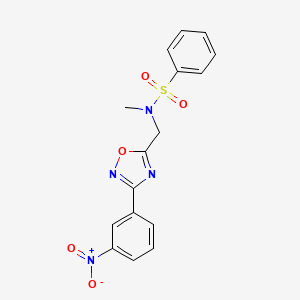 molecular formula C16H14N4O5S B4610329 N-methyl-N-{[3-(3-nitrophenyl)-1,2,4-oxadiazol-5-yl]methyl}benzenesulfonamide 