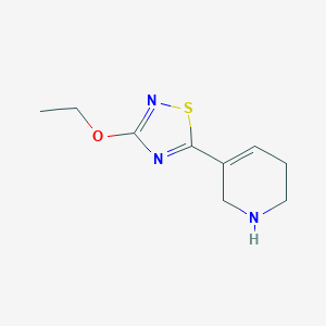 molecular formula C9H13N3OS B046104 Pyridine, 3-(3-ethoxy-1,2,4-thiadiazol-5-yl)-1,2,5,6-tetrahydro-(9CI) CAS No. 122683-63-0