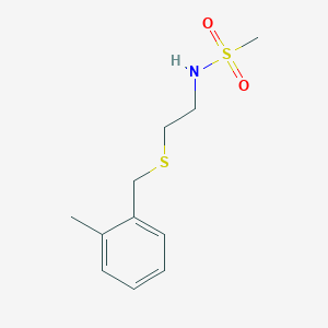 molecular formula C11H17NO2S2 B4610669 N-{2-[(2-methylbenzyl)sulfanyl]ethyl}methanesulfonamide 