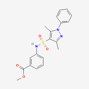 molecular formula C19H19N3O4S B4610778 METHYL 3-(3,5-DIMETHYL-1-PHENYL-1H-PYRAZOLE-4-SULFONAMIDO)BENZOATE 