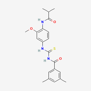 molecular formula C21H25N3O3S B4611128 N-({3-methoxy-4-[(2-methylpropanoyl)amino]phenyl}carbamothioyl)-3,5-dimethylbenzamide 