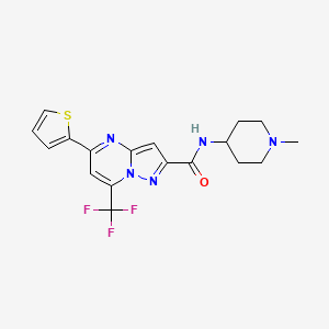 molecular formula C18H18F3N5OS B4611239 N-(1-METHYL-4-PIPERIDYL)-5-(2-THIENYL)-7-(TRIFLUOROMETHYL)PYRAZOLO[1,5-A]PYRIMIDINE-2-CARBOXAMIDE 