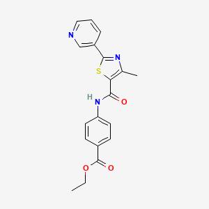 molecular formula C19H17N3O3S B4611846 ETHYL 4-[4-METHYL-2-(PYRIDIN-3-YL)-1,3-THIAZOLE-5-AMIDO]BENZOATE 