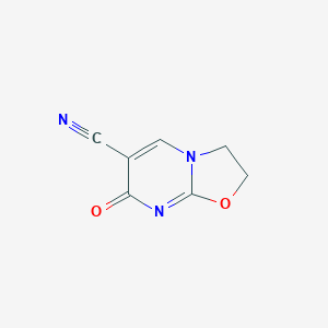 molecular formula C7H5N3O2 B046119 7-oxo-2,3-dihydro-7H-[1,3]oxazolo[3,2-a]pyrimidine-6-carbonitrile CAS No. 118801-89-1