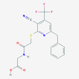 molecular formula C18H14F3N3O3S B461194 2-(2-{[6-benzyl-3-cyano-4-(trifluoromethyl)pyridin-2-yl]sulfanyl}acetamido)acetic acid CAS No. 723748-25-2