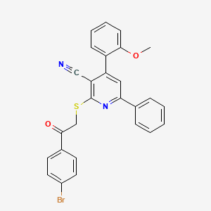 molecular formula C27H19BrN2O2S B4611997 2-{[2-(4-Bromophenyl)-2-oxoethyl]sulfanyl}-4-(2-methoxyphenyl)-6-phenylpyridine-3-carbonitrile 