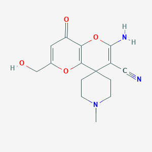 molecular formula C15H17N3O4 B461209 2'-amino-6'-(hydroxymethyl)-1-methyl-8'-oxo-8'H-spiro[piperidine-4,4'-pyrano[3,2-b]pyran]-3'-carbonitrile CAS No. 674805-26-6