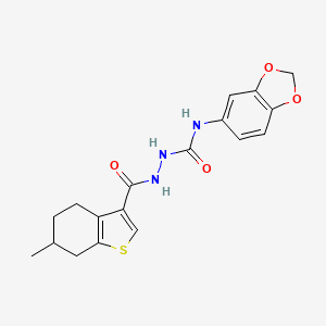 molecular formula C18H19N3O4S B4612098 N-(1,3-benzodioxol-5-yl)-2-[(6-methyl-4,5,6,7-tetrahydro-1-benzothiophen-3-yl)carbonyl]hydrazinecarboxamide 