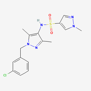 molecular formula C16H18ClN5O2S B4612385 N~4~-[1-(3-CHLOROBENZYL)-3,5-DIMETHYL-1H-PYRAZOL-4-YL]-1-METHYL-1H-PYRAZOLE-4-SULFONAMIDE 