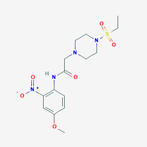 molecular formula C15H22N4O6S B4612507 2-[4-(ETHYLSULFONYL)PIPERAZINO]-N~1~-(4-METHOXY-2-NITROPHENYL)ACETAMIDE 