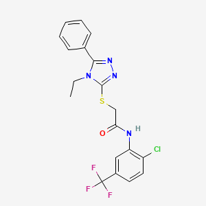molecular formula C19H16ClF3N4OS B4612528 N-[2-chloro-5-(trifluoromethyl)phenyl]-2-[(4-ethyl-5-phenyl-4H-1,2,4-triazol-3-yl)sulfanyl]acetamide 