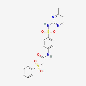 molecular formula C19H18N4O5S2 B4612543 N-{4-[(4-methylpyrimidin-2-yl)sulfamoyl]phenyl}-2-(phenylsulfonyl)acetamide 