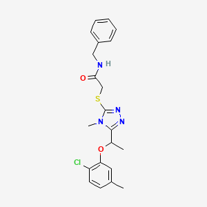 molecular formula C21H23ClN4O2S B4612564 N-benzyl-2-({5-[1-(2-chloro-5-methylphenoxy)ethyl]-4-methyl-4H-1,2,4-triazol-3-yl}sulfanyl)acetamide 