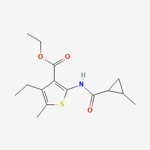 molecular formula C15H21NO3S B4612833 ethyl 4-ethyl-5-methyl-2-{[(2-methylcyclopropyl)carbonyl]amino}-3-thiophenecarboxylate 