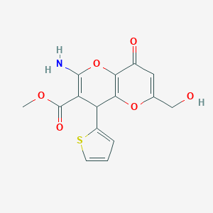 molecular formula C15H13NO6S B461291 METHYL 2-AMINO-6-(HYDROXYMETHYL)-8-OXO-4-(THIOPHEN-2-YL)-4H,8H-PYRANO[3,2-B]PYRAN-3-CARBOXYLATE 