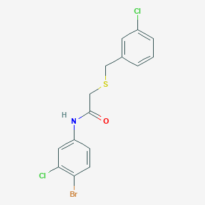 molecular formula C15H12BrCl2NOS B4612945 N-(4-bromo-3-chlorophenyl)-2-[(3-chlorophenyl)methylsulfanyl]acetamide 
