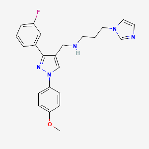 molecular formula C23H24FN5O B4613036 N-{[3-(3-fluorophenyl)-1-(4-methoxyphenyl)-1H-pyrazol-4-yl]methyl}-3-(1H-imidazol-1-yl)-1-propanamine 