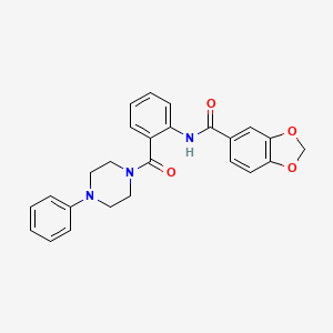 molecular formula C25H23N3O4 B4613150 N-{2-[(4-phenylpiperazin-1-yl)carbonyl]phenyl}-1,3-benzodioxole-5-carboxamide 