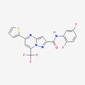 molecular formula C18H9F5N4OS B4613173 N~2~-(2,5-DIFLUOROPHENYL)-5-(2-THIENYL)-7-(TRIFLUOROMETHYL)PYRAZOLO[1,5-A]PYRIMIDINE-2-CARBOXAMIDE 