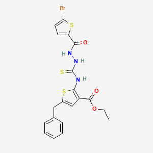molecular formula C20H18BrN3O3S3 B4613175 ethyl 5-benzyl-2-[({2-[(5-bromo-2-thienyl)carbonyl]hydrazino}carbonothioyl)amino]-3-thiophenecarboxylate 