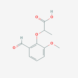 molecular formula C11H12O5 B046132 2-(2-Formyl-6-methoxyphenoxy)propanoic acid CAS No. 590395-57-6