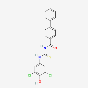 molecular formula C20H14Cl2N2O2S B4613422 N-[(3,5-dichloro-4-hydroxyphenyl)carbamothioyl]biphenyl-4-carboxamide 