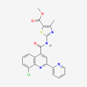 molecular formula C21H15ClN4O3S B4613478 METHYL 2-[8-CHLORO-2-(PYRIDIN-2-YL)QUINOLINE-4-AMIDO]-4-METHYL-1,3-THIAZOLE-5-CARBOXYLATE 