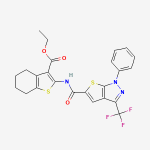 molecular formula C24H20F3N3O3S2 B4613534 ethyl 2-({[1-phenyl-3-(trifluoromethyl)-1H-thieno[2,3-c]pyrazol-5-yl]carbonyl}amino)-4,5,6,7-tetrahydro-1-benzothiophene-3-carboxylate 