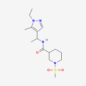molecular formula C15H26N4O3S B4613633 N~3~-[1-(1-ETHYL-5-METHYL-1H-PYRAZOL-4-YL)ETHYL]-1-(METHYLSULFONYL)-3-PIPERIDINECARBOXAMIDE 
