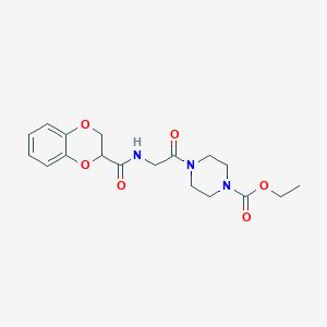 molecular formula C18H23N3O6 B4613661 ETHYL 4-{2-[(2,3-DIHYDRO-1,4-BENZODIOXIN-2-YL)FORMAMIDO]ACETYL}PIPERAZINE-1-CARBOXYLATE 