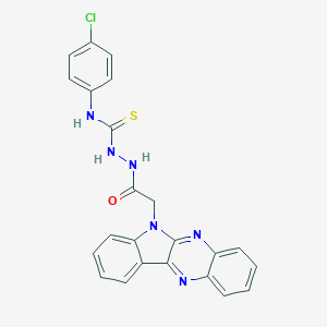 molecular formula C23H17ClN6OS B046137 6H-Indolo(2,3-b)quinoxaline-6-acetic acid, 2-(((4-chlorophenyl)amino)thiocarbonyl)hydrazide CAS No. 116989-62-9