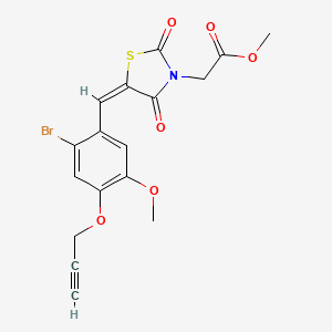 molecular formula C17H14BrNO6S B4613727 methyl {(5E)-5-[2-bromo-5-methoxy-4-(prop-2-yn-1-yloxy)benzylidene]-2,4-dioxo-1,3-thiazolidin-3-yl}acetate 