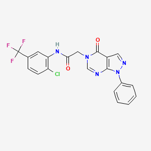 molecular formula C20H13ClF3N5O2 B4613764 N-[2-chloro-5-(trifluoromethyl)phenyl]-2-(4-oxo-1-phenyl-1,4-dihydro-5H-pyrazolo[3,4-d]pyrimidin-5-yl)acetamide 