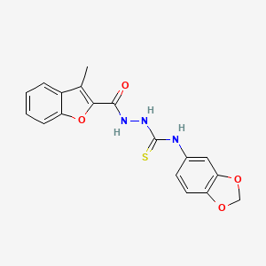 molecular formula C18H15N3O4S B4613787 N-1,3-benzodioxol-5-yl-2-[(3-methyl-1-benzofuran-2-yl)carbonyl]hydrazinecarbothioamide 