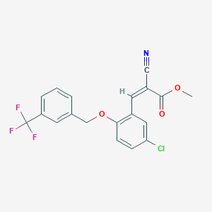 molecular formula C19H13ClF3NO3 B4613817 methyl 3-(5-chloro-2-{[3-(trifluoromethyl)benzyl]oxy}phenyl)-2-cyanoacrylate 