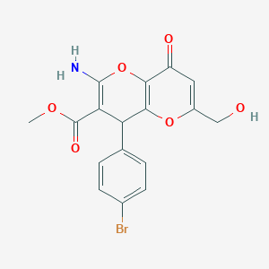 molecular formula C17H14BrNO6 B461387 Methyl 2-amino-4-(4-bromophenyl)-6-(hydroxymethyl)-8-oxo-4,8-dihydropyrano[3,2-b]pyran-3-carboxylate 