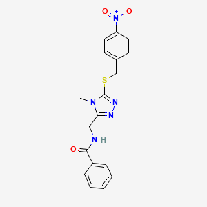 molecular formula C18H17N5O3S B4613884 N-[[4-methyl-5-[(4-nitrophenyl)methylsulfanyl]-1,2,4-triazol-3-yl]methyl]benzamide 