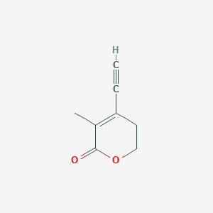 molecular formula C8H8O2 B046139 4-Ethynyl-5-methyl-2,3-dihydropyran-6-one CAS No. 113490-30-5