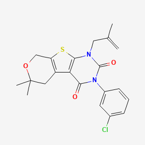 molecular formula C21H21ClN2O3S B4613981 4-(3-chlorophenyl)-12,12-dimethyl-6-(2-methylprop-2-enyl)-11-oxa-8-thia-4,6-diazatricyclo[7.4.0.02,7]trideca-1(9),2(7)-diene-3,5-dione 