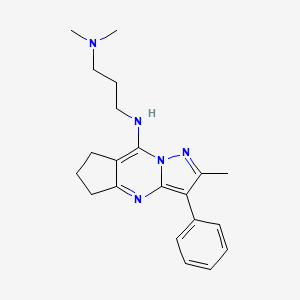 molecular formula C21H27N5 B4614008 N,N-dimethyl-N'-(2-methyl-3-phenyl-6,7-dihydro-5H-cyclopenta[d]pyrazolo[1,5-a]pyrimidin-8-yl)propane-1,3-diamine 