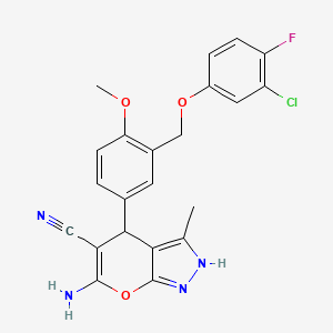 molecular formula C22H18ClFN4O3 B4614097 6-AMINO-4-{3-[(3-CHLORO-4-FLUOROPHENOXY)METHYL]-4-METHOXYPHENYL}-3-METHYL-1,4-DIHYDROPYRANO[2,3-C]PYRAZOL-5-YL CYANIDE 