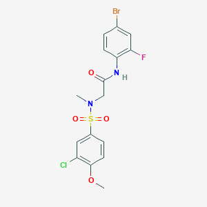 molecular formula C16H15BrClFN2O4S B4614309 N-(4-bromo-2-fluorophenyl)-N~2~-[(3-chloro-4-methoxyphenyl)sulfonyl]-N~2~-methylglycinamide 