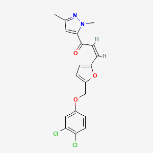 molecular formula C19H16Cl2N2O3 B4614547 (Z)-3-{5-[(3,4-DICHLOROPHENOXY)METHYL]-2-FURYL}-1-(1,3-DIMETHYL-1H-PYRAZOL-5-YL)-2-PROPEN-1-ONE 