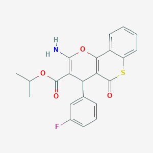 molecular formula C22H18FNO4S B461459 isopropyl 2-amino-4-(3-fluorophenyl)-5-oxo-4H,5H-thiochromeno[4,3-b]pyran-3-carboxylate 
