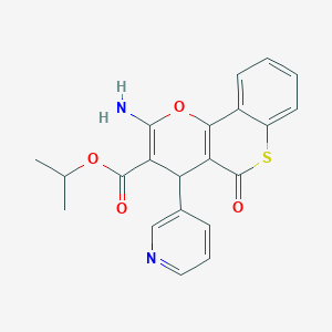 molecular formula C21H18N2O4S B461470 isopropyl 2-amino-5-oxo-4-(3-pyridinyl)-4H,5H-thiochromeno[4,3-b]pyran-3-carboxylate 