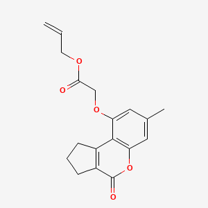 molecular formula C18H18O5 B4614886 PROP-2-EN-1-YL 2-({7-METHYL-4-OXO-1H,2H,3H,4H-CYCLOPENTA[C]CHROMEN-9-YL}OXY)ACETATE 