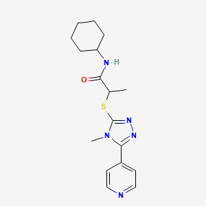 molecular formula C17H23N5OS B4614899 N-cyclohexyl-2-{[4-methyl-5-(pyridin-4-yl)-4H-1,2,4-triazol-3-yl]sulfanyl}propanamide 