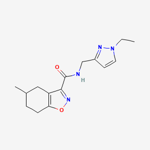 molecular formula C15H20N4O2 B4614932 N~3~-[(1-ETHYL-1H-PYRAZOL-3-YL)METHYL]-5-METHYL-4,5,6,7-TETRAHYDRO-1,2-BENZISOXAZOLE-3-CARBOXAMIDE 