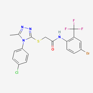 molecular formula C18H13BrClF3N4OS B4615048 N-[4-bromo-2-(trifluoromethyl)phenyl]-2-[[4-(4-chlorophenyl)-5-methyl-1,2,4-triazol-3-yl]sulfanyl]acetamide 